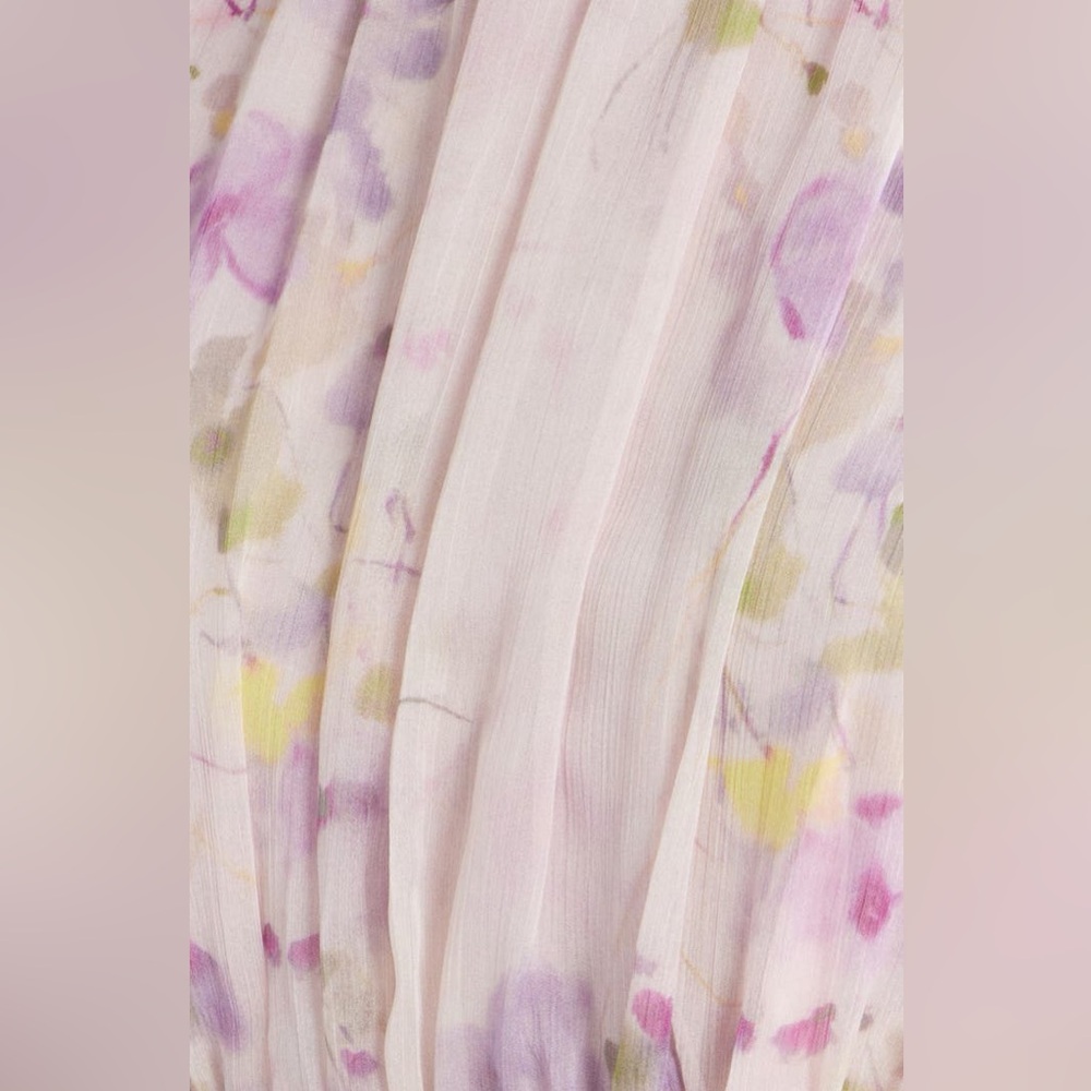 Lulus Happily Sweet Eden Light Pink Floral Sleeveless Ruffle Chiffon Midi Dress - Picture 10 of 10